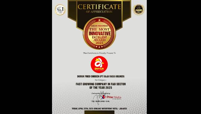 Dkriuk Raih “The Most Innovative Excellent Award 2025 – ASEAN”: Bukti Komitmen Inovasi Nyata di Industri Kuliner