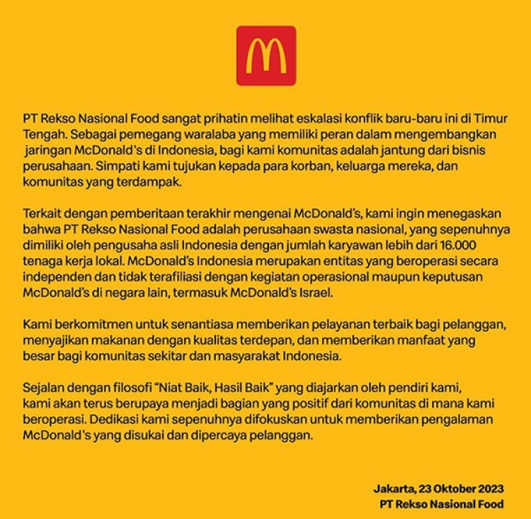 Tim Corporate Communications McDonalds Indonesia Dinilai Unggul dalam Penanganan Krisis Reputasi